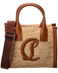 Christian Louboutin - By My Side Mini Raffia & Leather Tote - Lyst