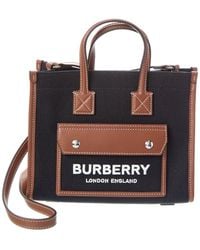 Burberry - Freya Mini Canvas & Leather Tote - Lyst