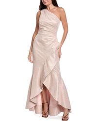 Teri Jon - Metallic Jacquard One-Shoulder Gown - Lyst