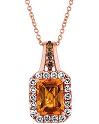 Le Vian - Le Vian Cinnamon Citrine 14k Rose Gold 1.72 Ct. Tw. Diamond & Ruby Drop Pendant Necklace - Lyst