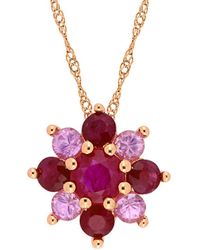 Rina Limor 14k Rose Gold 1.85 Ct. Tw. Gemstone Pendant Necklace - Red