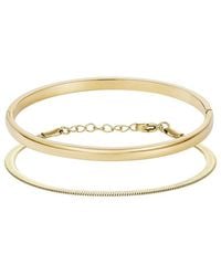 Adornia - 18K Plated Stainless Steel Herringbone & Cuff Bracelet Set - Lyst
