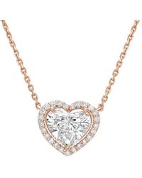 Diana M. Jewels - Diana M. 14K Rose 2.00 Ct. Tw. Lab-Grown Diamond Halo Pendant - Lyst