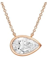 Diana M. Jewels - Diana M. 14K Rose 15.00 Ct. Tw. Lab-Grown Diamond Solitaire Bezel Pendant - Lyst