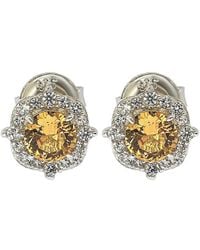 Suzy Levian - Silver Diamond & Sapphire Earrings - Lyst