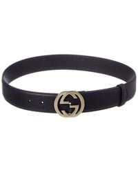 Gucci - Interlocking G Leather Belt - Lyst