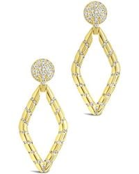 Sterling Forever - Cz Geometric Diamond Drop Stud Earrings - Lyst