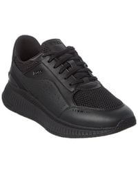 BOSS - Titanium Mesh & Leather Sneaker - Lyst