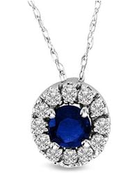 Diana M. Jewels - Fine Jewelry 14k 0.48 Ct. Tw. Diamond & Sapphire Halo Pendant Necklace - Lyst