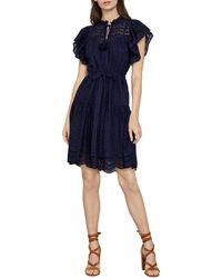 BCBGMAXAZRIA Lace A-line Dress - Blue