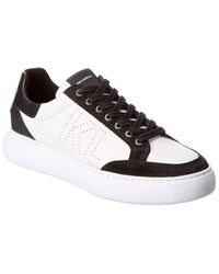 Karl Lagerfeld Perforated Leather & Suede Trainer - White
