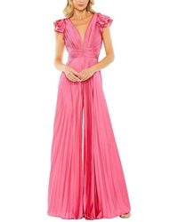 Mac Duggal - Ruffle Cap Sleeve Cutout Heat Pleated Jumpsuit - Lyst