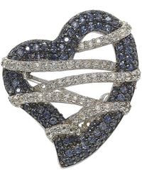 Suzy Levian - Silver 0.02 Ct. Tw. Diamond & Sapphire Brooch - Lyst