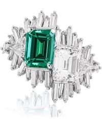Diana M. Jewels - Fine Jewelry Gold 4.15 Ct. Tw. Diamond & Emerald Half-set Ring - Lyst
