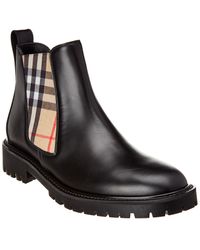 Burberry Vintage Check & Leather Chelsea Bootie - Black