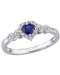 Rina Limor - 0.40 Ct. Tw. Diamond & Lab-Grown Created Sapphire, Created Sapphire Halo Ring - Lyst