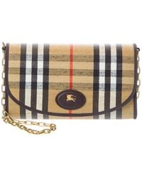 Burberry - Highlands Check E-canvas & Leather Wallet On Chain - Lyst