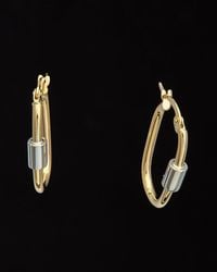 Italian Gold - 14k Italian Two-tone Gold Oval Hoops - Lyst