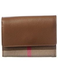 Burberry - Check E-Canvas & Leather Card Case - Lyst
