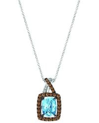 Le Vian - Le Vian 14K 1.52 Ct. Tw. Diamond & Aquamarine Pendant Necklace - Lyst
