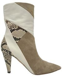 Aquazzura - Suede Calder Snake-Effect Bootie (Authentic Pre-Loved) - Lyst
