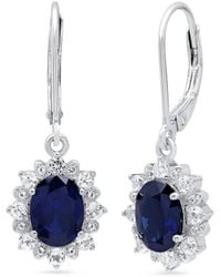 MaxColor - Silver 2.30 Ct. Tw. Lab-grown Blue Sapphire Dangle Earrings - Lyst