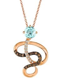 Le Vian - Chocolatier 14k Strawberry Gold 0.84 Ct. Tw. Diamond & Aquamarine Pendant Necklace - Lyst