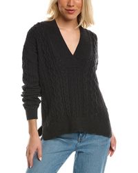 Lilla P - Shawl Collar Cashmere-blend Cable Sweater - Lyst