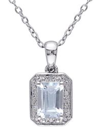 Rina Limor - Silver 0.99 Ct. Tw. Diamond & Aquamarine Pendant Necklace - Lyst