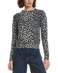 Brodie Cashmere - Leopard Crewneck Cashmere-Blend Sweater - Lyst