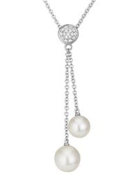 Pearls - 14K Diamond 0.05 Ct. & 6.5Mm Freshwater Cultured Pearl Necklace - Lyst