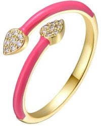 Rachel Glauber - 14k Plated Cz Heart Ring - Lyst