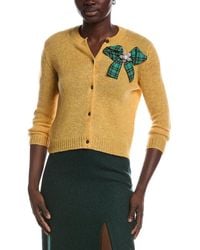 Miu Miu - Bow Detailed Embellished Wool Cardigan - Lyst