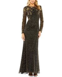 Mac Duggal - High Neck Long Sleeve Embellished Mesh Gown - Lyst