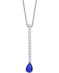 Genevive Jewelry - Silver Cz Modern Pendant - Lyst