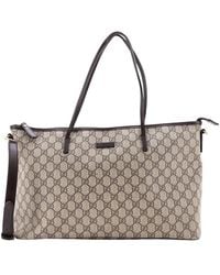Gucci - Gg Coated Canvas & Leather Convertible Zip Tote Large (Authentic Pre-Loved) - Lyst