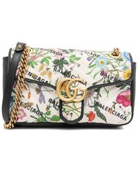 Gucci - Gg Canvas & Leather Flora Gg Marmont The Hacker Project Small Flap Shoulder Bag (Authentic Pre - Lyst