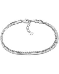 Italian Silver - Herringbone & Rope Chain Bracelet - Lyst