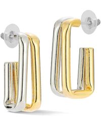 Glaze Jewelry - Plated Two-Tone Elongated Rectangular Hoop Earrings - Lyst