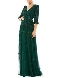 Mac Duggal - Embellished V Neck 3/4 Sleeve A Line Gown - Lyst