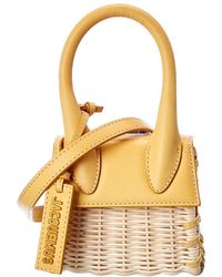 Jacquemus Le Chiquito Mini Straw & Leather Handbag - Metallic