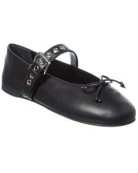 Miu Miu - Women Leather Ballerina Flats - Lyst