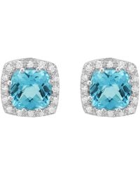Diamond Select Cuts - 14k Diamond .16 Ct. & 2.2 Ct. Blue Topaz Earrings - Lyst
