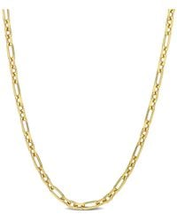 Italian Silver - 18K Over Diamond-Cut Figaro Chain Necklace - Lyst