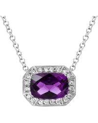 Diamond Select Cuts - 14k Diamond .16 Ct. & 1.25 Ct. Amethyst Necklace - Lyst