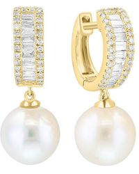Effy Fine Jewelry - 14K 0.54 Ct. Tw. Diamond & 9Mm Pearl Earrings - Lyst