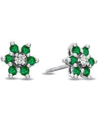 Diana M. Jewels - Fine Jewelry 14k 0.48 Ct. Tw. Diamond & Emerald Flower Cluster Earrings - Lyst