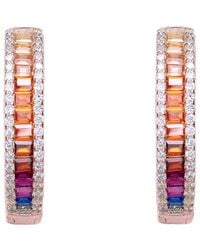 Genevive Jewelry - Diamond Cz Hoop Earrings - Lyst