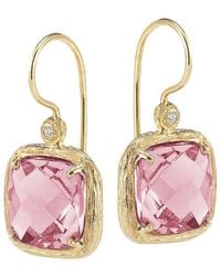 Reiss - 14k 6.74 Ct. Tw. Diamond & Rose Quartz Earrings - Lyst