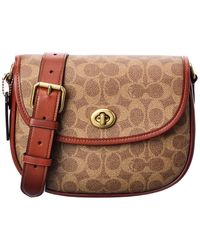 COACH Willow Coated Canvas & Leather Saddle Bag - Brown
